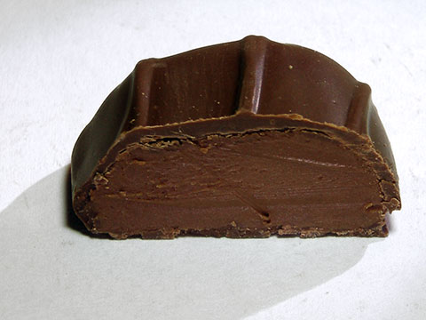 Photo of inside of See&rsquo;s&reg; Milk Chocolate Caramel (?) Truffle